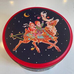 Large Cookie Candy Tin Vintage 1990’s Reindeer New